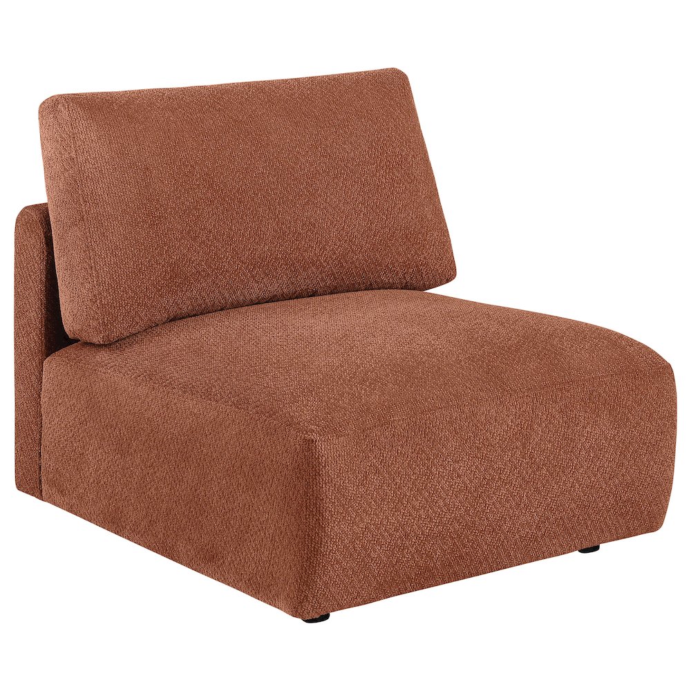 Elysia Chenille Upholstered Modular Armless Chair Coral. Picture 1