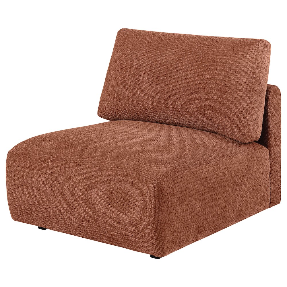 Elysia Chenille Upholstered Modular Armless Chair Coral. Picture 3
