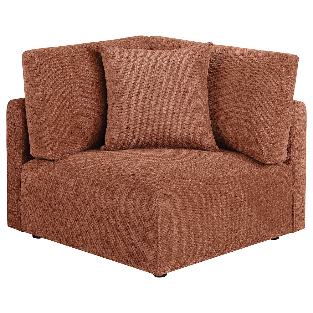 Elysia Chenille Upholstered Modular Corner Chair Coral. Picture 2