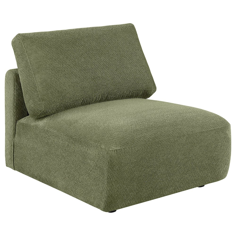 Elysia Chenille Upholstered Modular Armless Chair Green. Picture 1