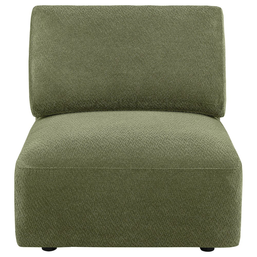 Elysia Chenille Upholstered Modular Armless Chair Green. Picture 2