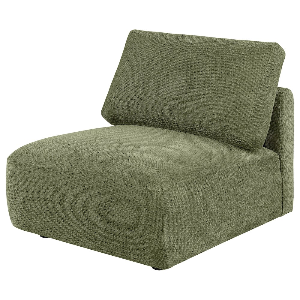 Elysia Chenille Upholstered Modular Armless Chair Green. Picture 3