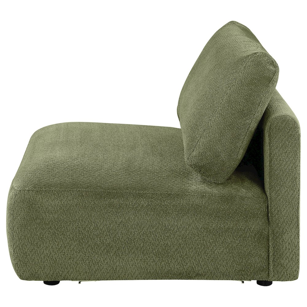 Elysia Chenille Upholstered Modular Armless Chair Green. Picture 4