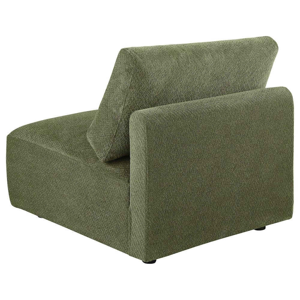 Elysia Chenille Upholstered Modular Armless Chair Green. Picture 5