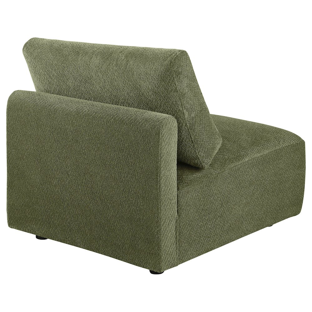 Elysia Chenille Upholstered Modular Armless Chair Green. Picture 6