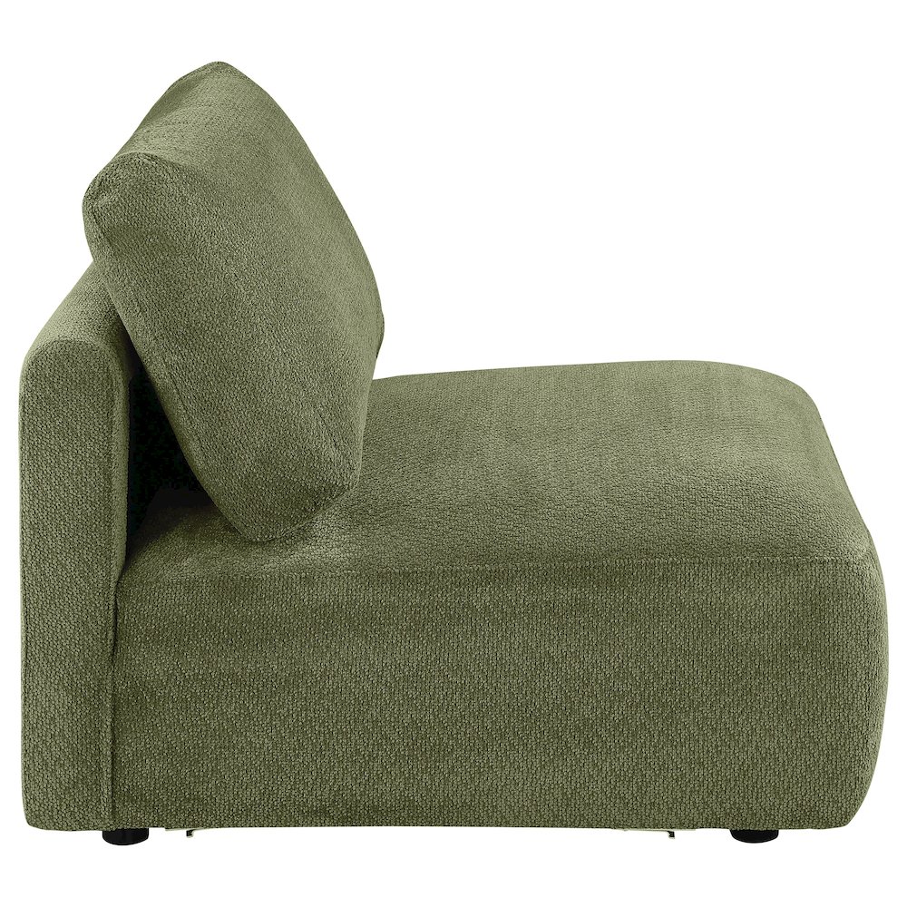 Elysia Chenille Upholstered Modular Armless Chair Green. Picture 7