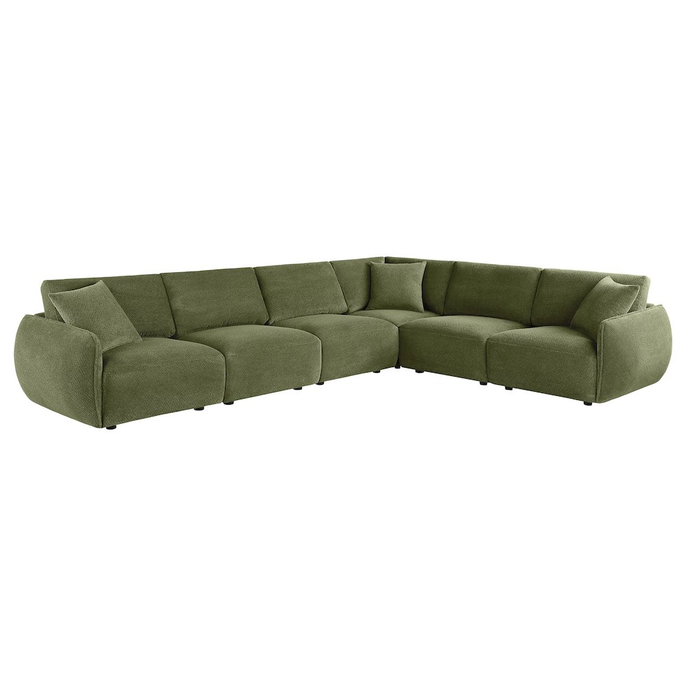 Elysia 6-piece Chenille Upholstered Modular Sectional Sofa Green