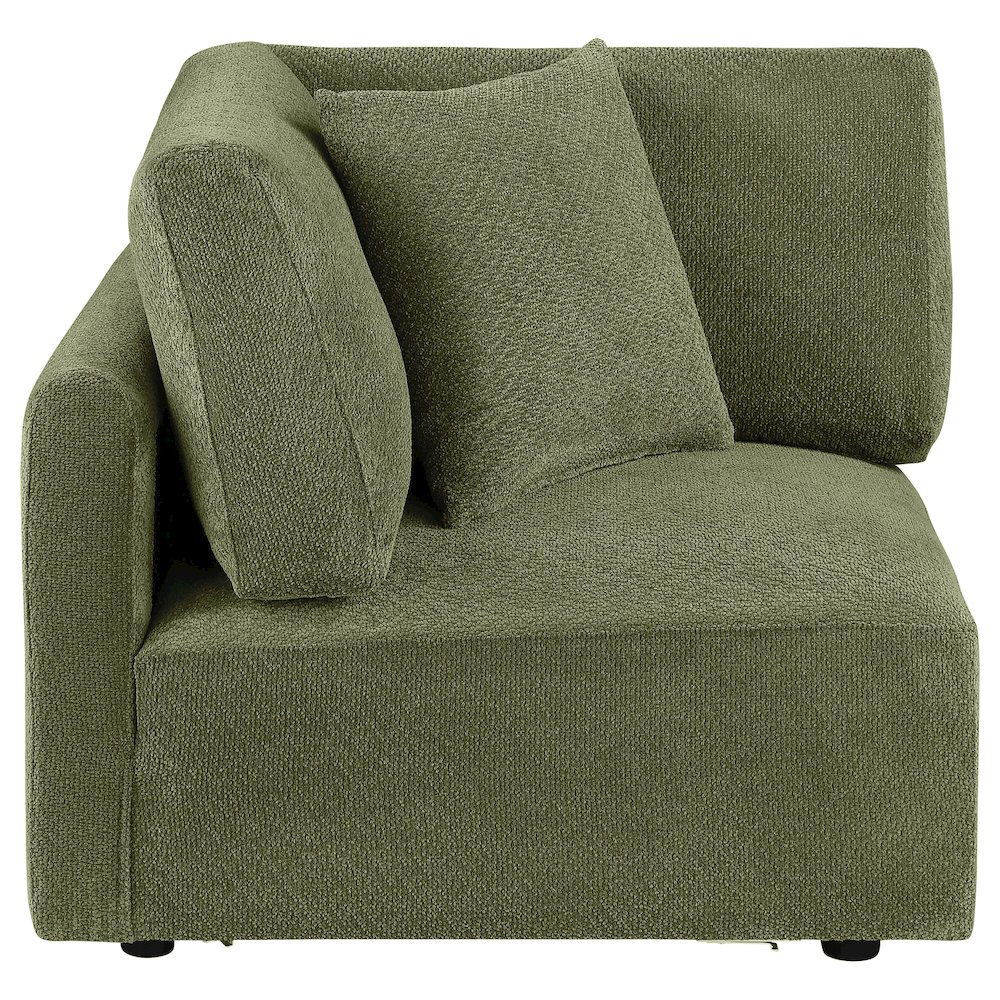 Elysia Chenille Upholstered Modular Corner Chair Green. Picture 1