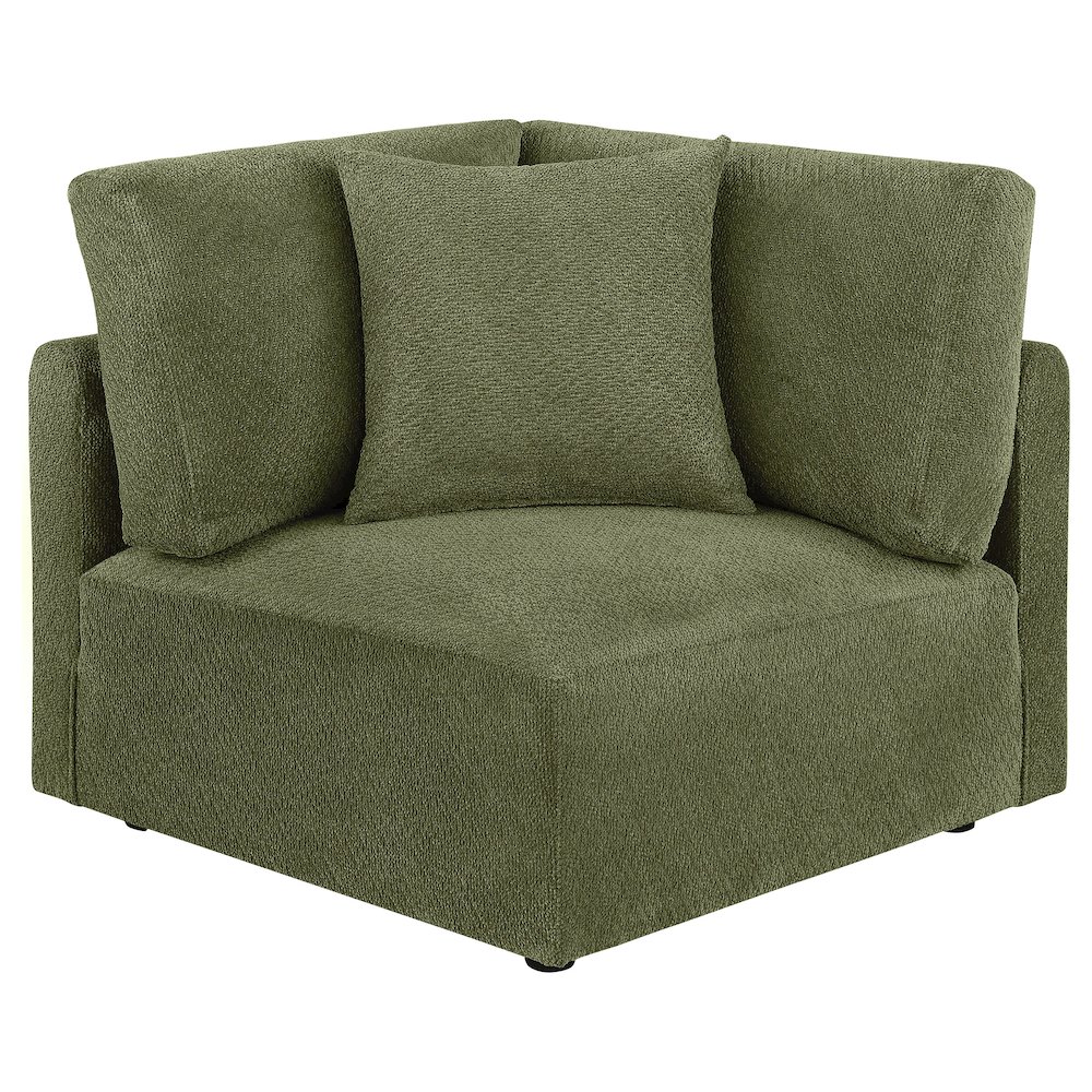 Elysia Chenille Upholstered Modular Corner Chair Green. Picture 2