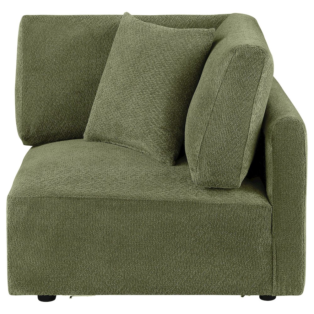 Elysia Chenille Upholstered Modular Corner Chair Green. Picture 3