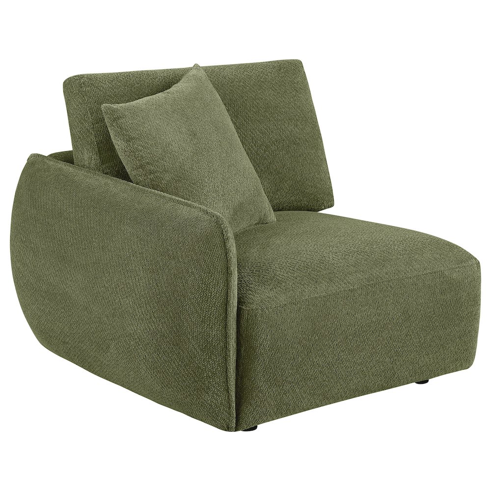 Elysia Chenille Upholstered Modular LAF Chair Green. Picture 1
