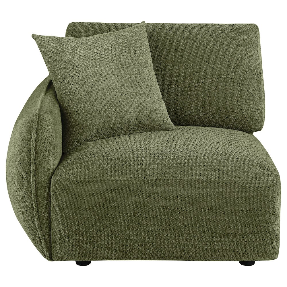 Elysia Chenille Upholstered Modular LAF Chair Green. Picture 2