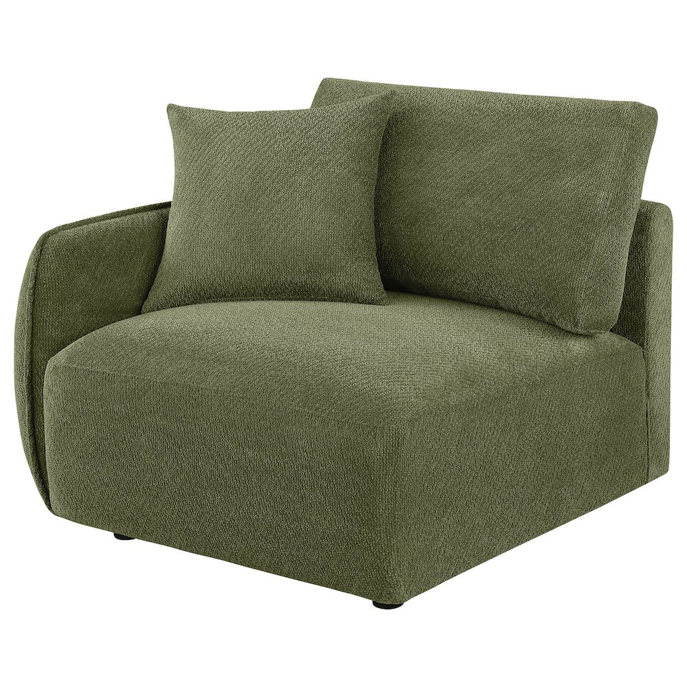 Elysia Chenille Upholstered Modular LAF Chair Green. Picture 3