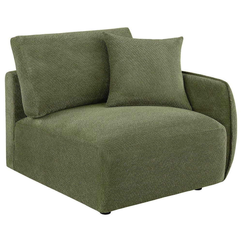 Elysia Chenille Upholstered Modular RAF Chair Green. Picture 1