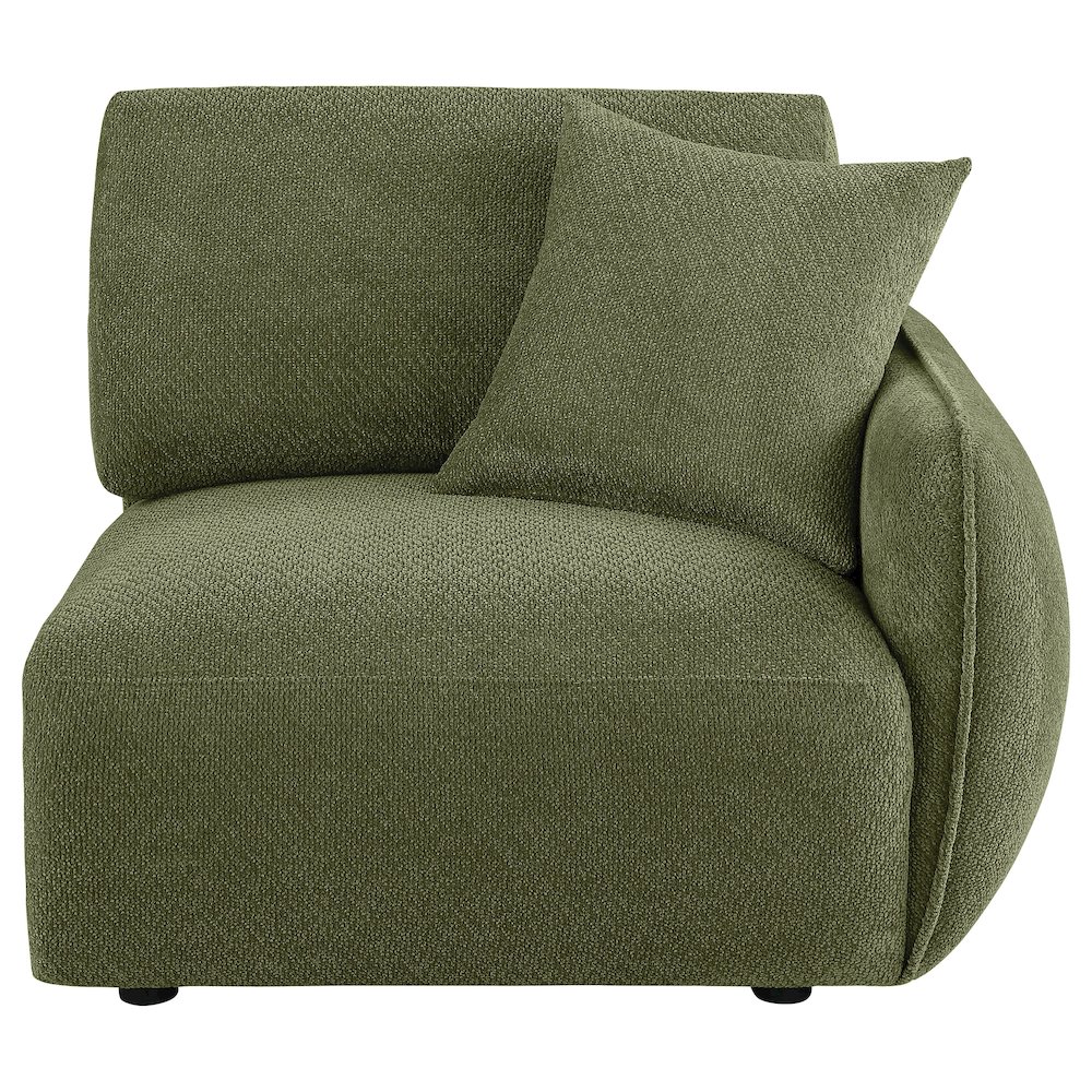 Elysia Chenille Upholstered Modular RAF Chair Green. Picture 2