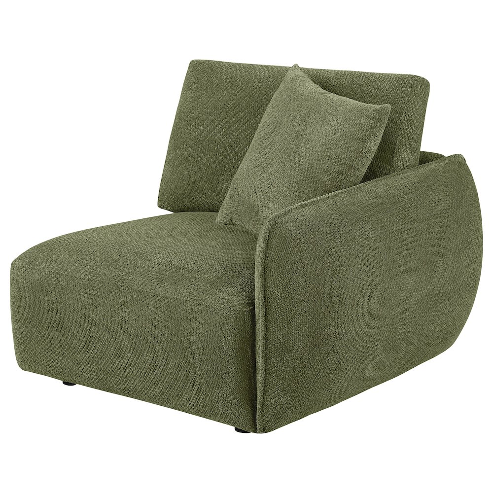 Elysia Chenille Upholstered Modular RAF Chair Green. Picture 3
