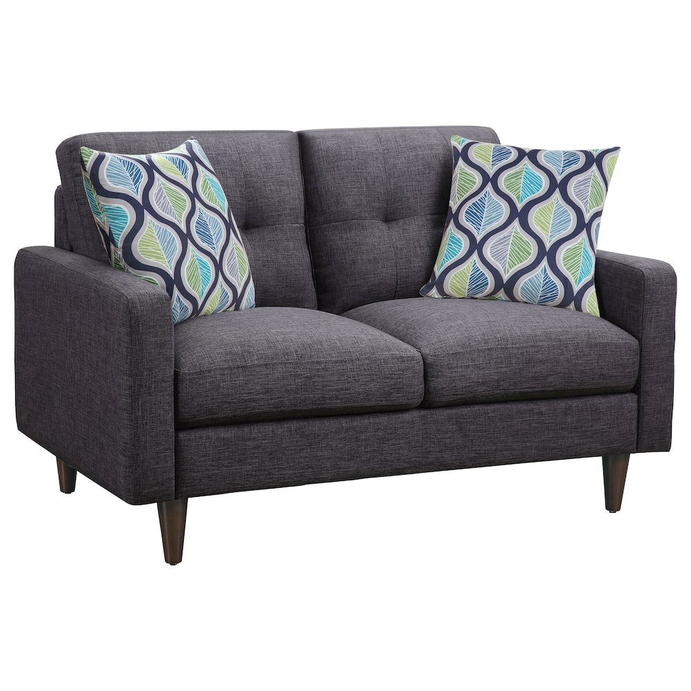 Watsonville Upholstered Track Arm Tufted Loveseat Grey. Picture 1