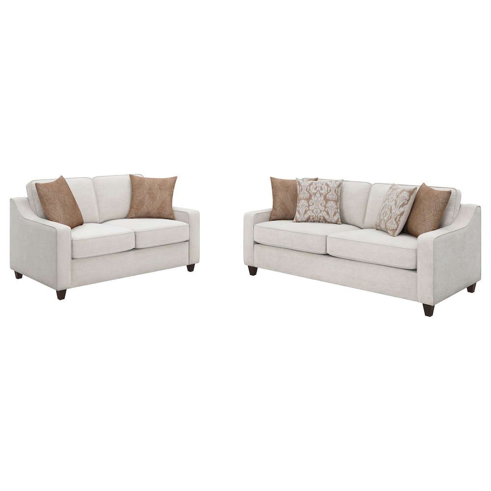 Christine 2-piece Upholstered Sloped Arm Sofa Set Beige. Picture 1
