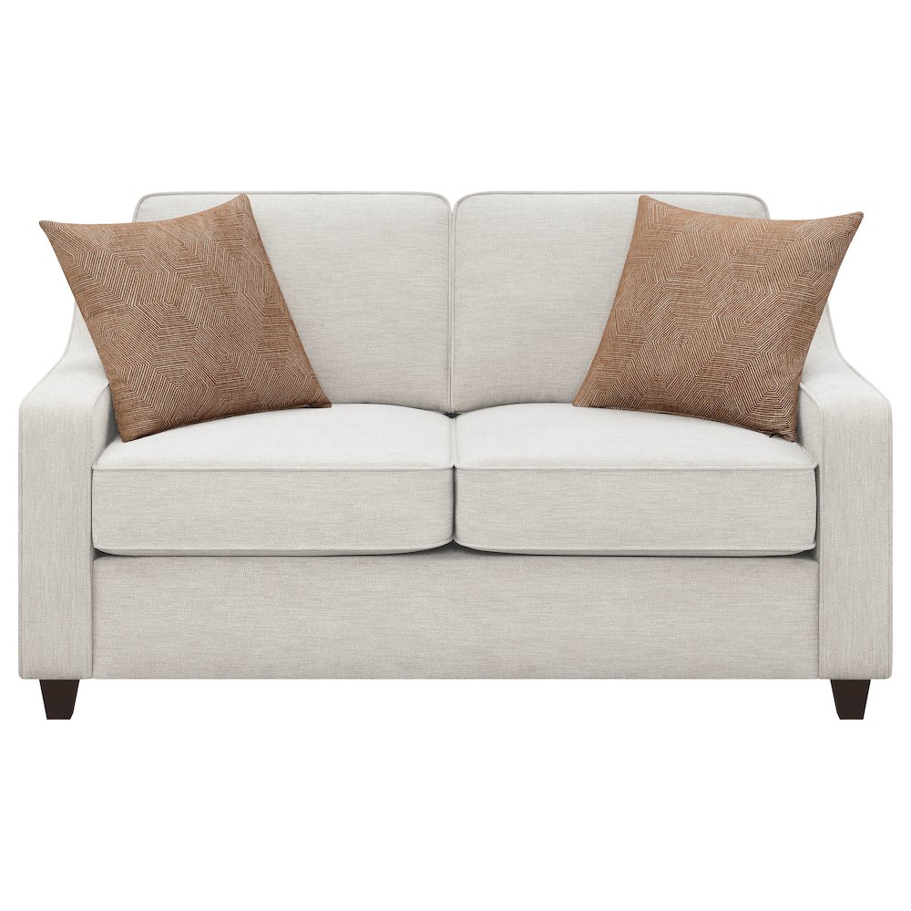 Christine Upholstered Sloped Arm Loveseat Beige. Picture 3