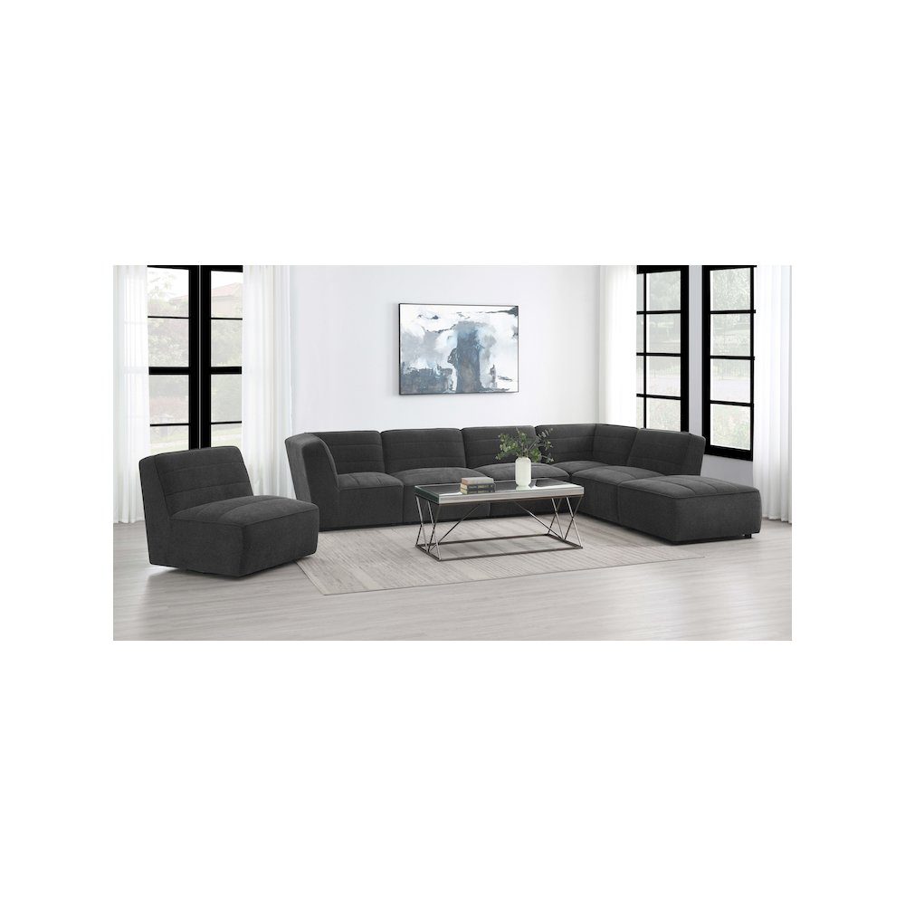 Sunny Upholstered Corner Chair Dark Charcoal. Picture 12