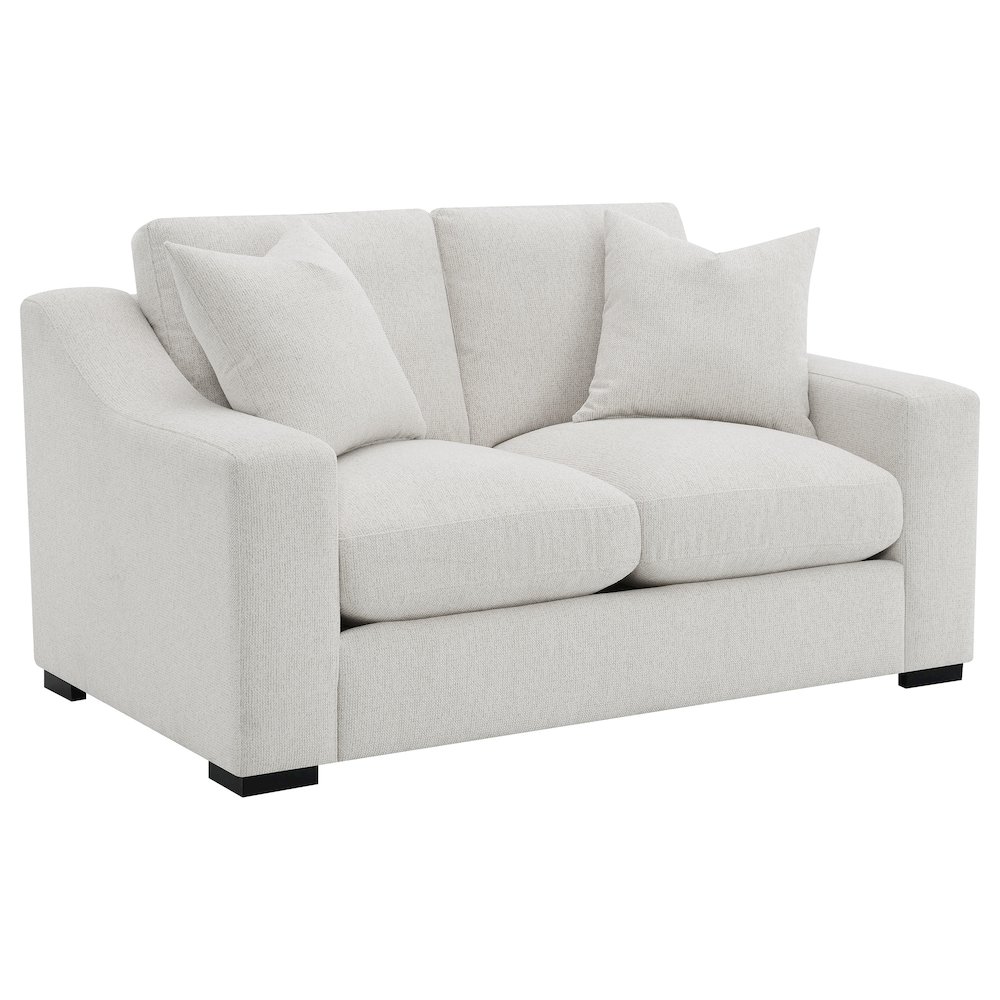 Ashlyn Fabric Upholstered Track Arm Loveseat Sand. Picture 1