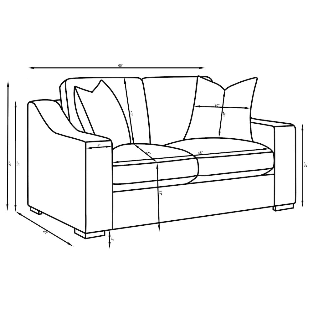 Ashlyn Fabric Upholstered Track Arm Loveseat Sand. Picture 9