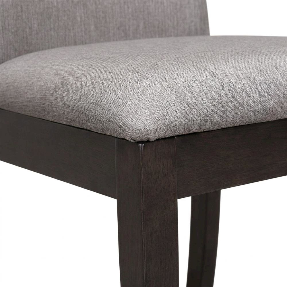 Polyester Upholstered Farmhouse Dining Chair, Espresso Legs, Taupe, Set of 2. Picture 6