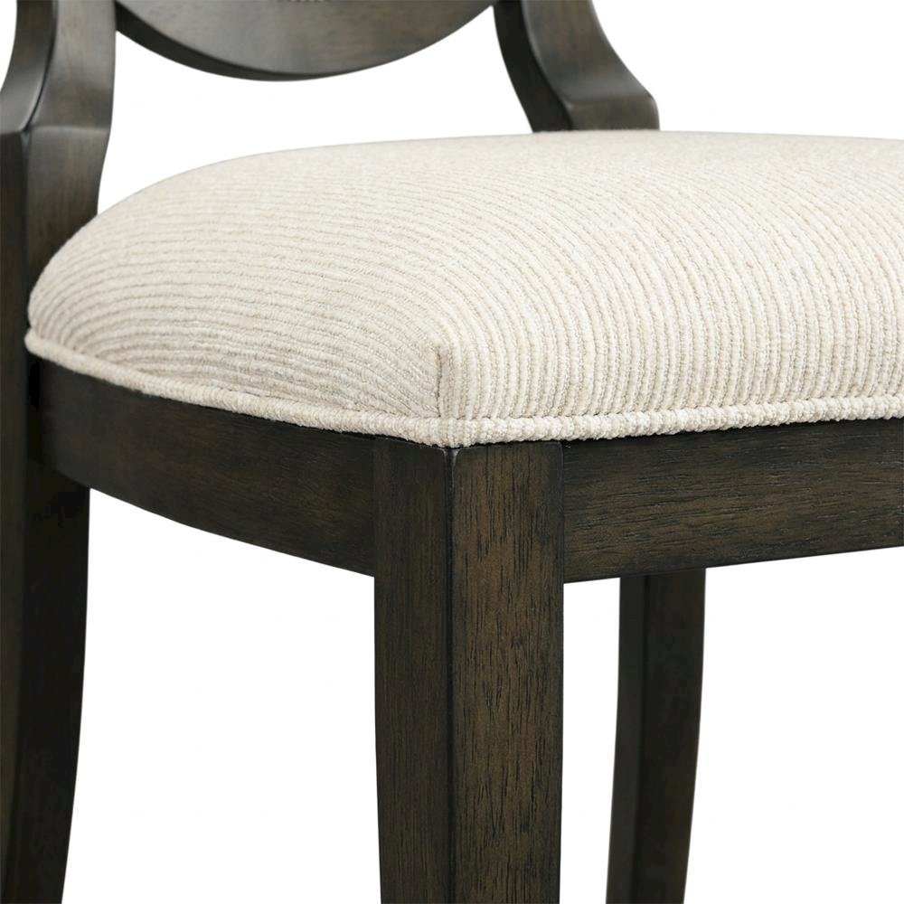 Oval Back Upholstered Wood Transitional Dining Side Chair, Set of 2. Picture 6