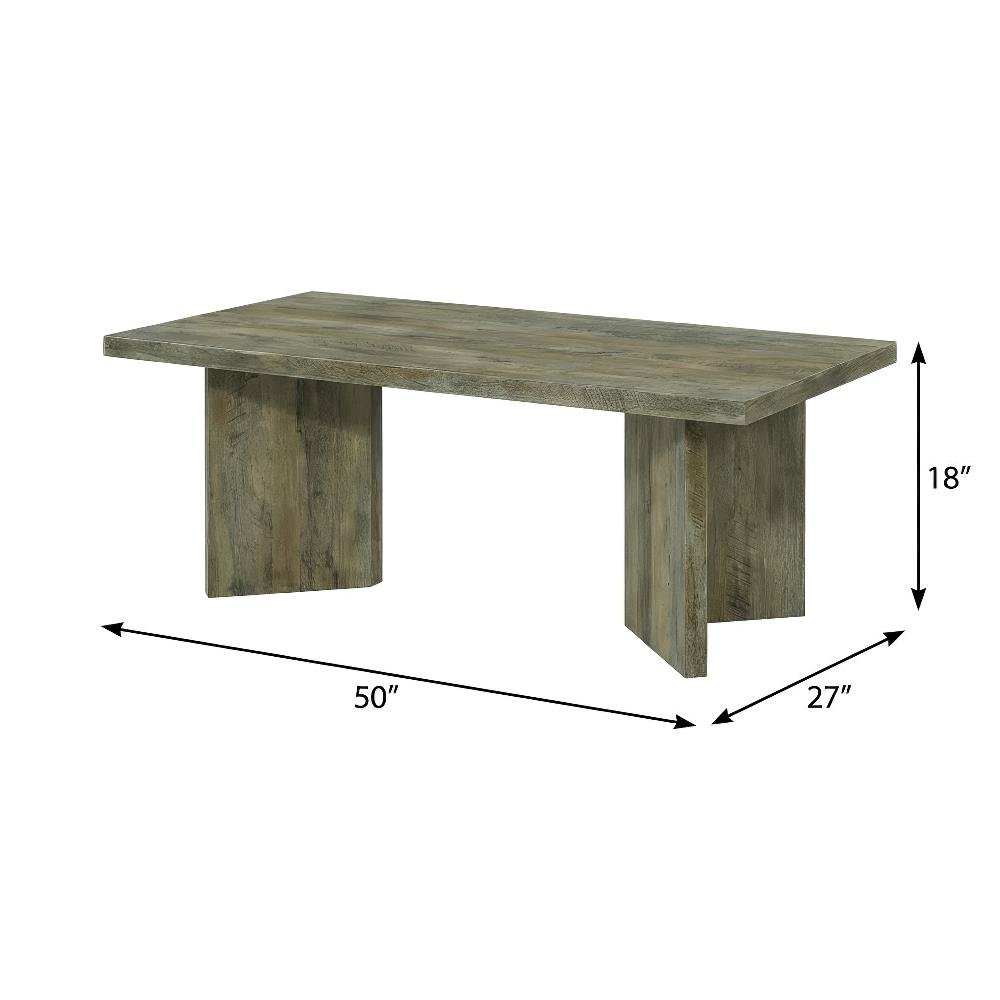 Mango Brown 3-Piece Coffee and End Table Set with Rectangular Farmhouse Design. Picture 4