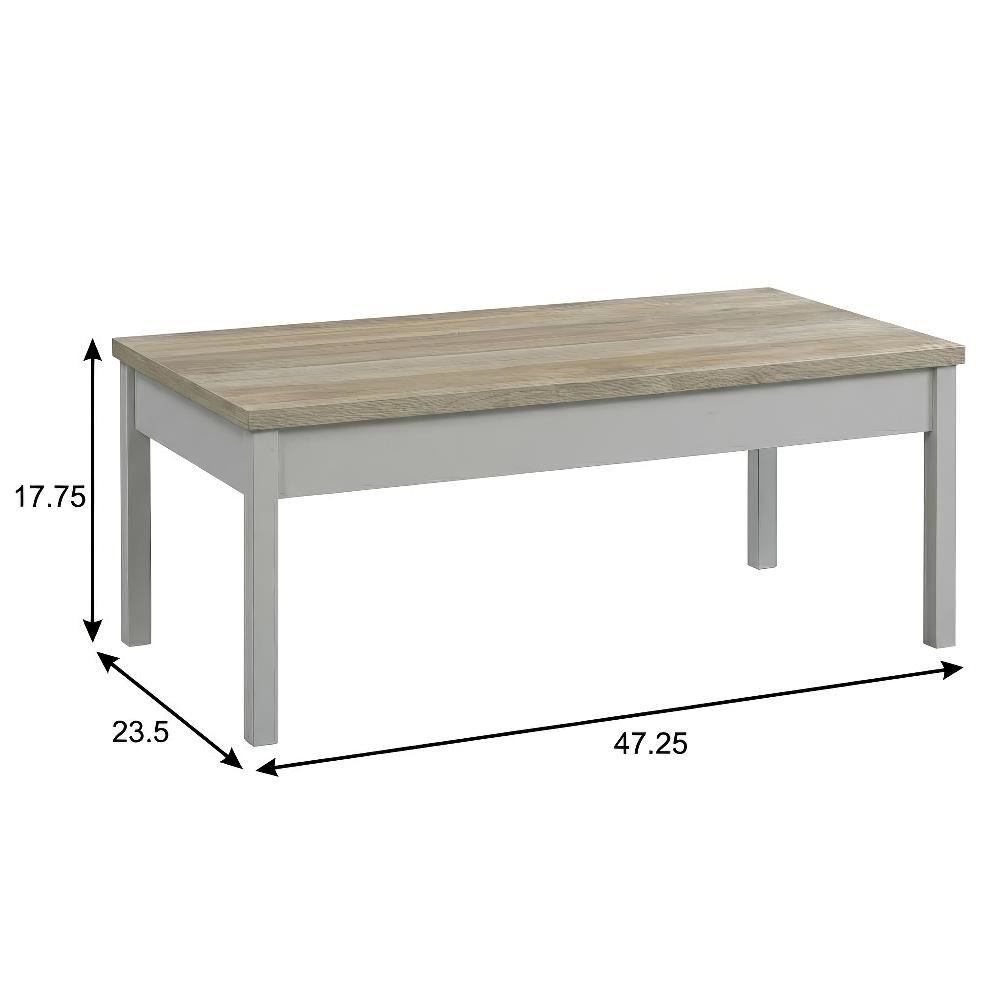 3-Piece Brown Rectangular Coffee Table Set with Coastal Style Finish. Picture 4