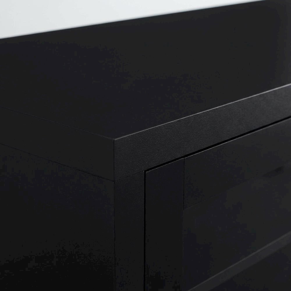 Black engineered wood TV stand, 4 doors, modern design,, durable materials. Picture 5