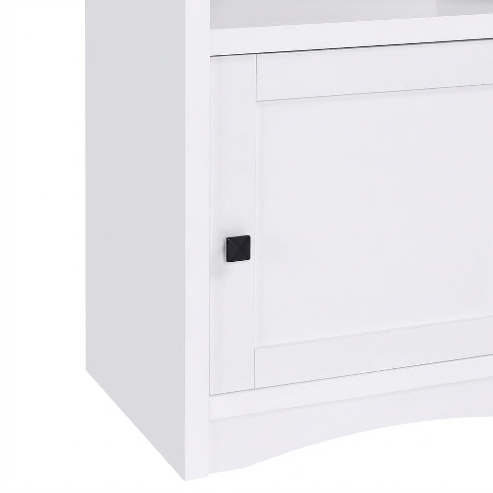 White 3-Shelf Media Tower With Gunmetal Finish And Transitional Style. Picture 6