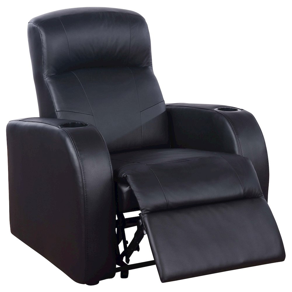 Cyrus Upholstered Track Arm Recliner Black. Picture 3