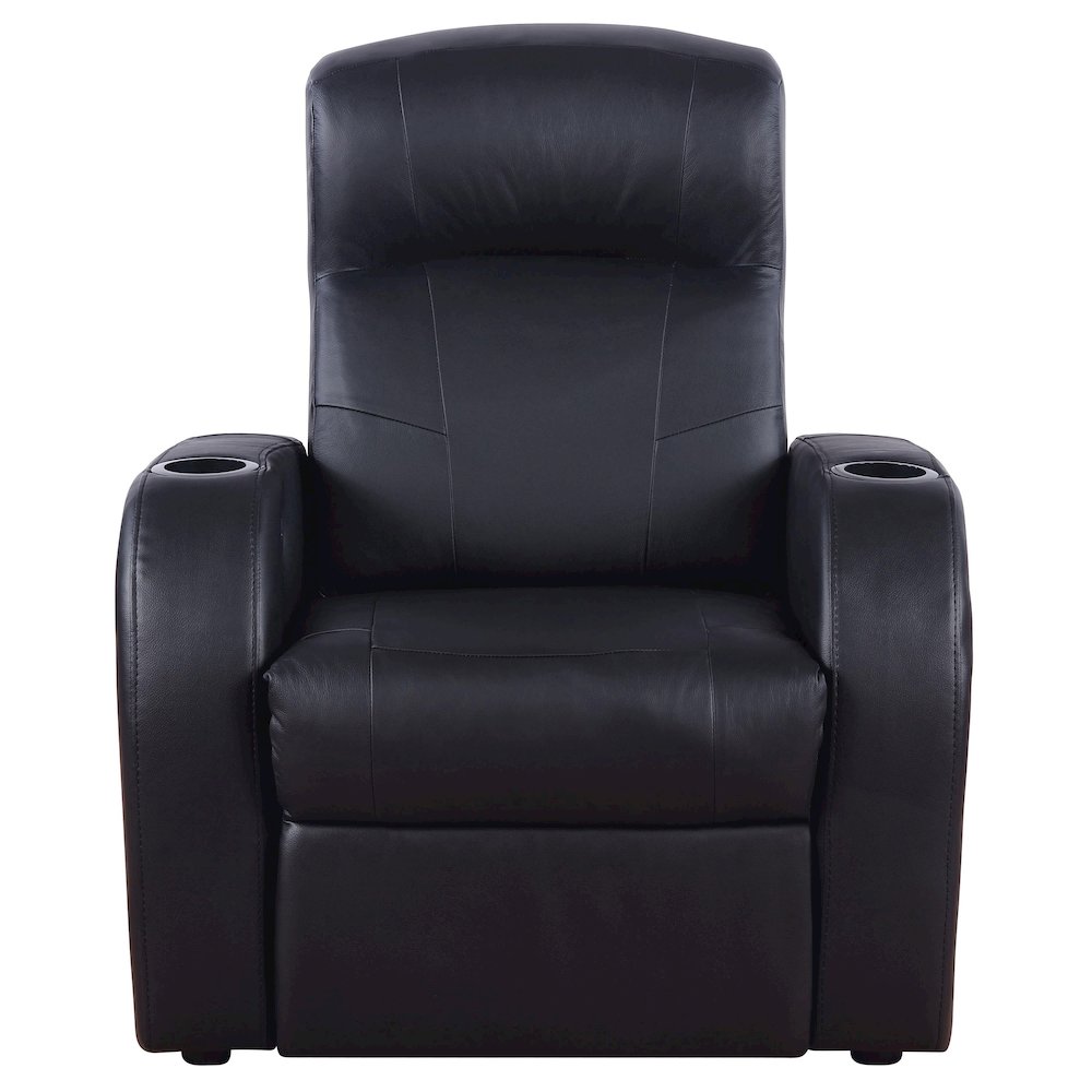 Cyrus Upholstered Track Arm Recliner Black. Picture 4