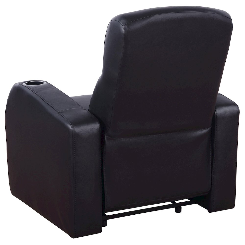 Cyrus Upholstered Track Arm Recliner Black. Picture 5