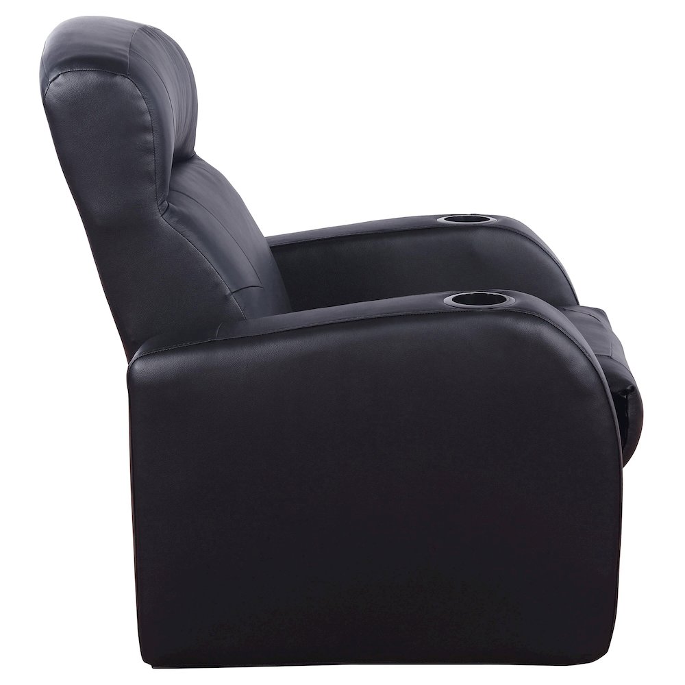 Cyrus Upholstered Track Arm Recliner Black. Picture 7