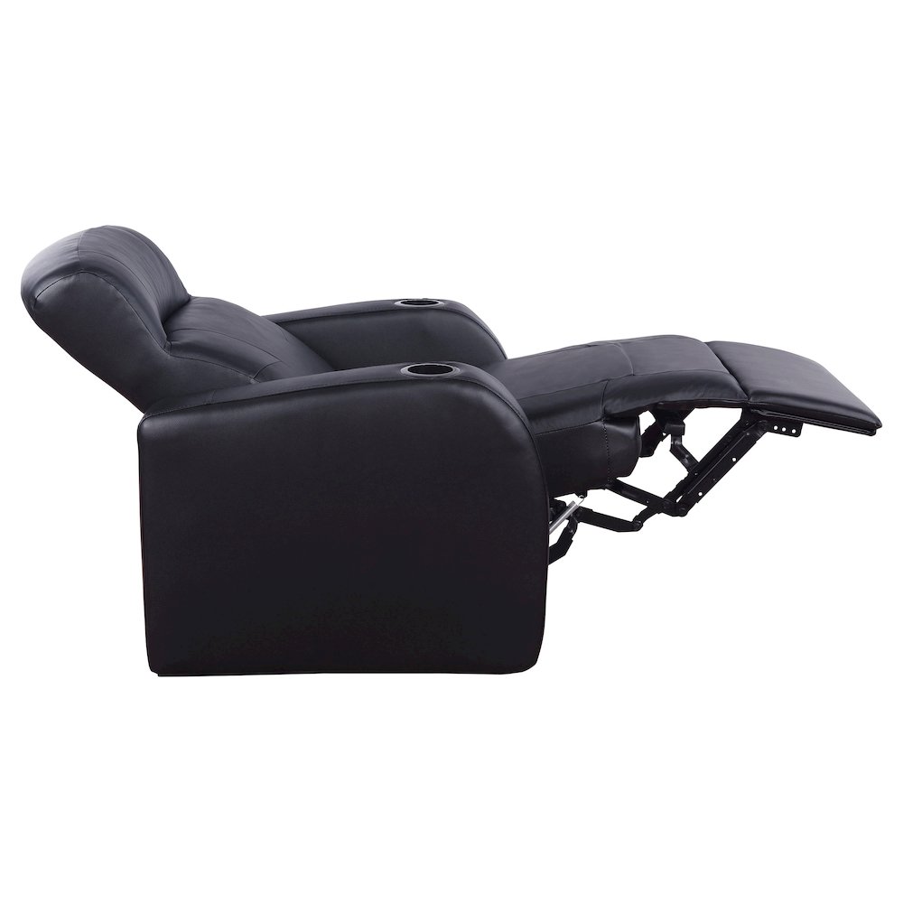 Cyrus Upholstered Track Arm Recliner Black. Picture 8