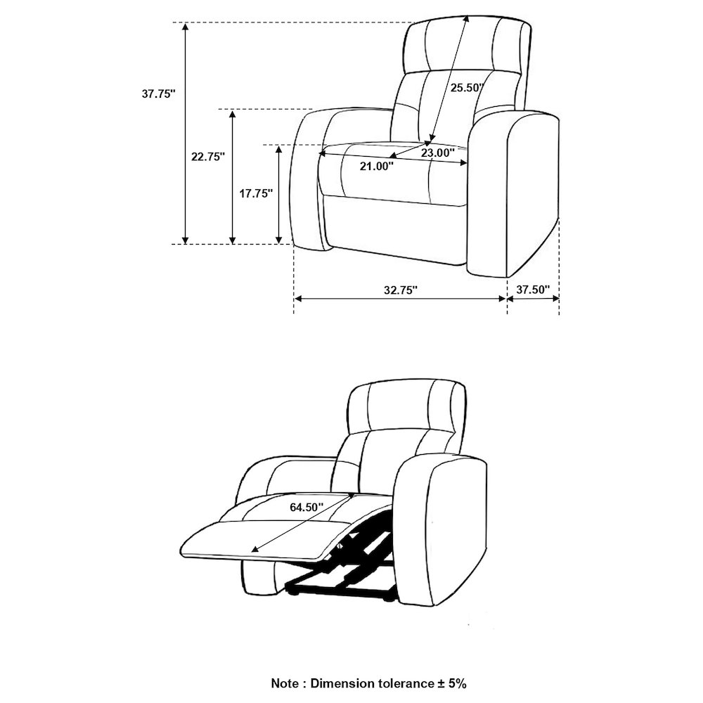 Cyrus Upholstered Track Arm Recliner Black. Picture 14