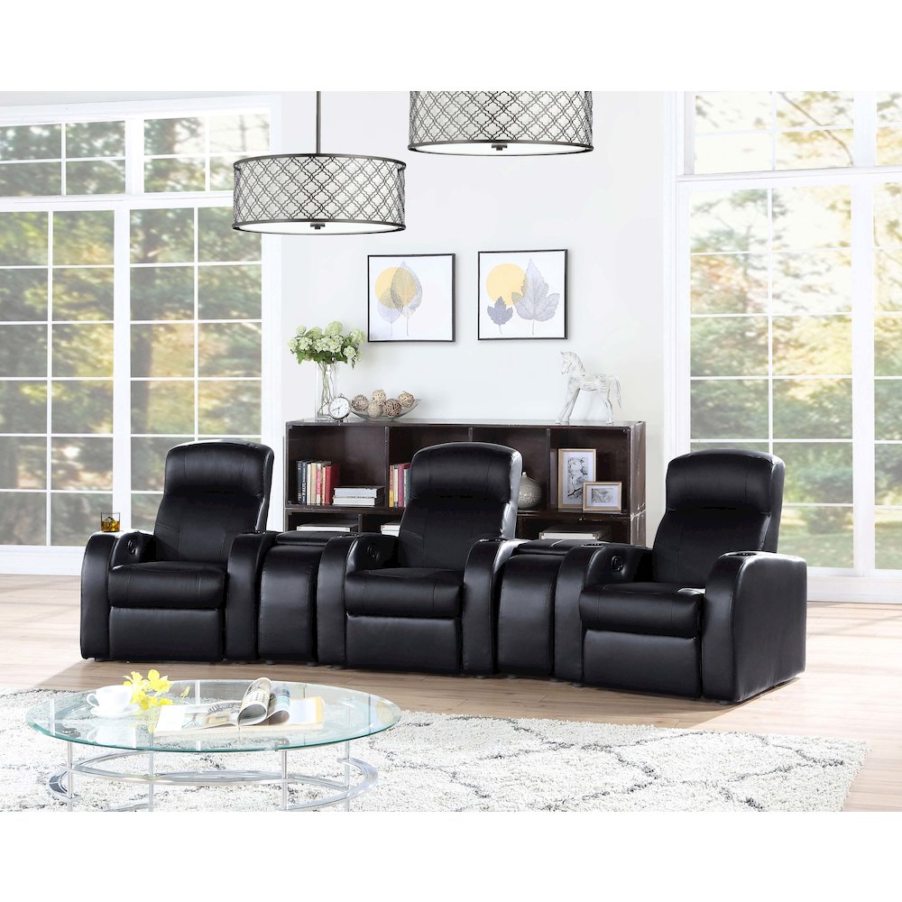 Cyrus Upholstered Home Theater Storage Wedge Console Black. Picture 8