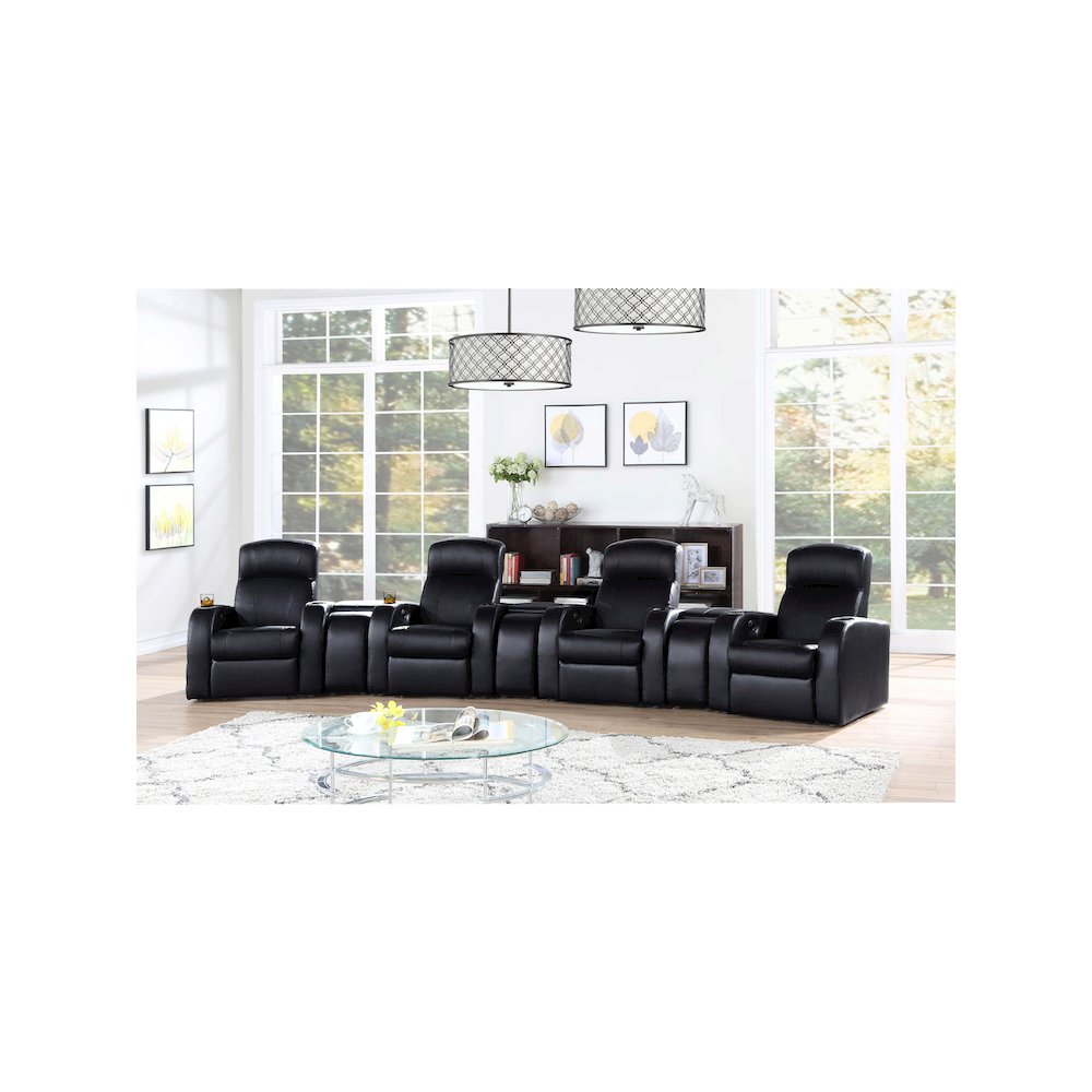 Cyrus Upholstered Home Theater Storage Wedge Console Black. Picture 6