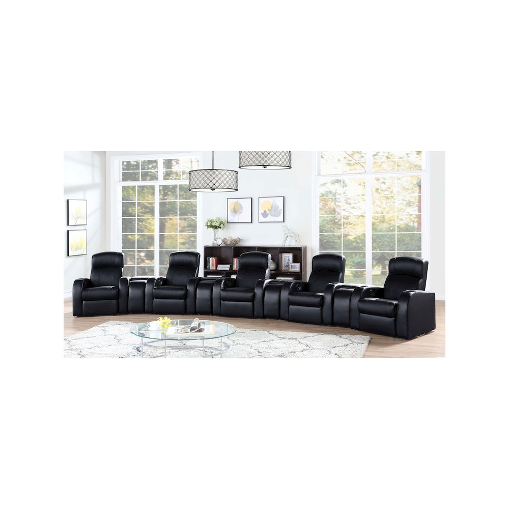 Cyrus Upholstered Home Theater Storage Wedge Console Black. Picture 7