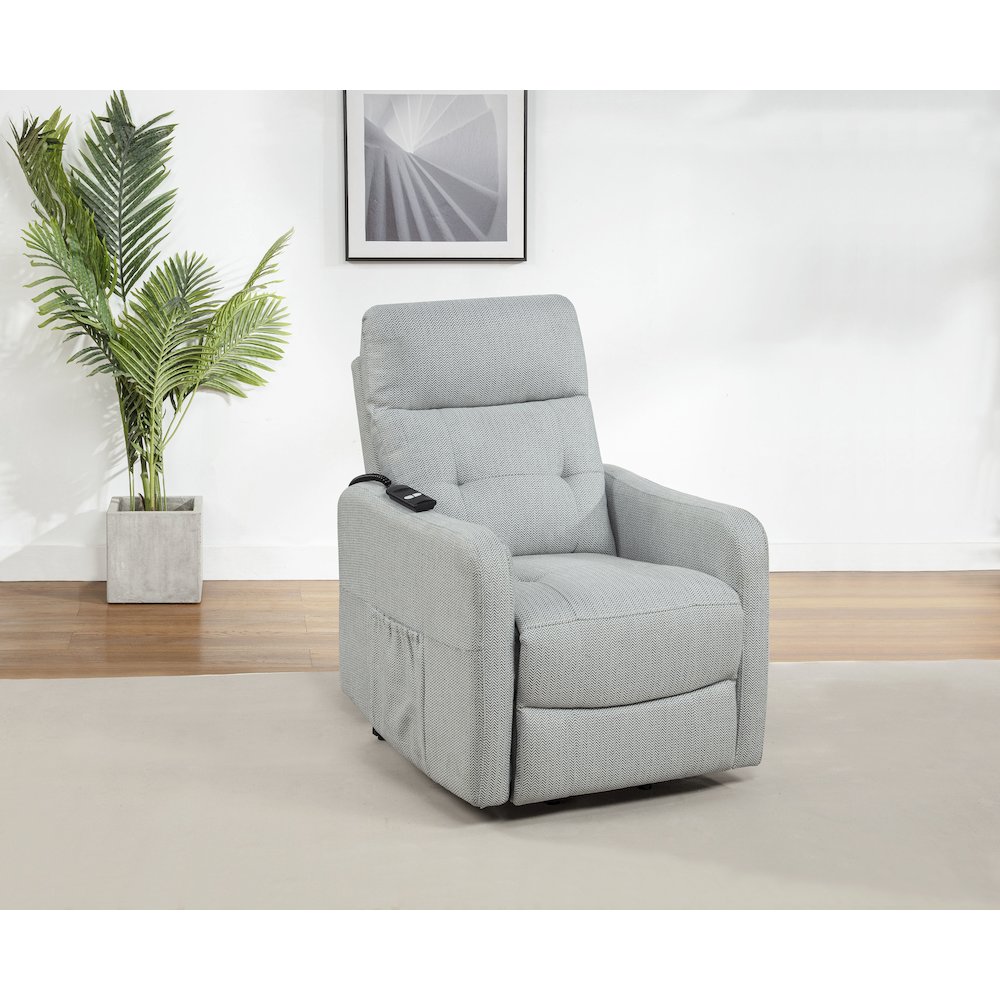 Dayes Upholstered Power Lift Recliner Chair Light Grey. Picture 2