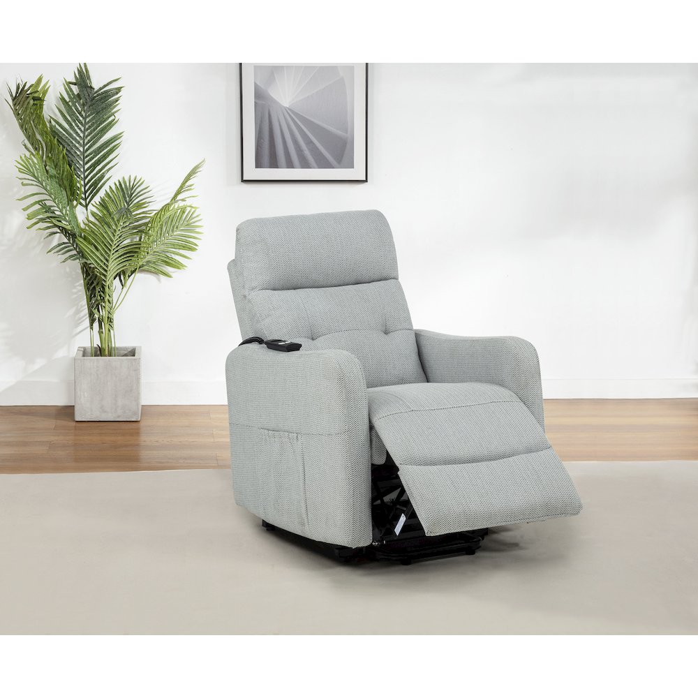 Dayes Upholstered Power Lift Recliner Chair Light Grey. Picture 3