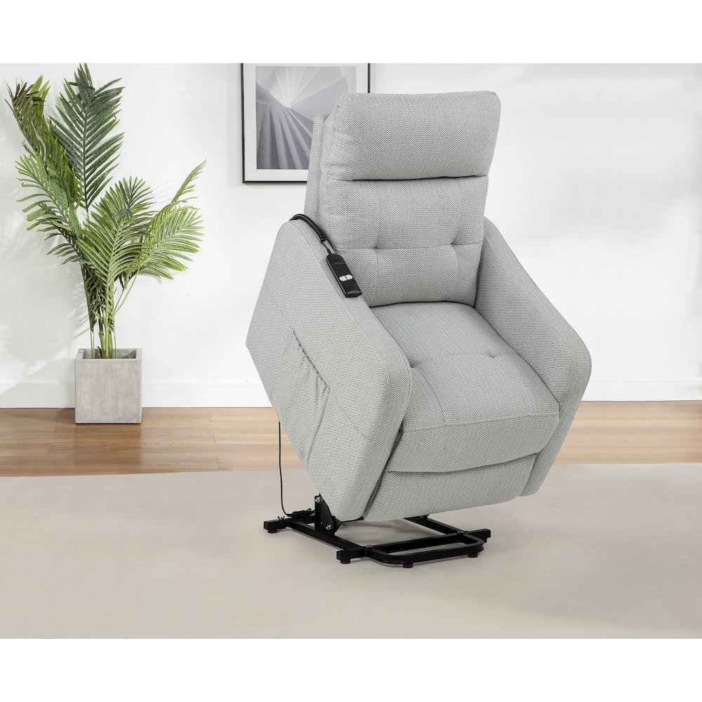 Dayes Upholstered Power Lift Recliner Chair Light Grey. Picture 4