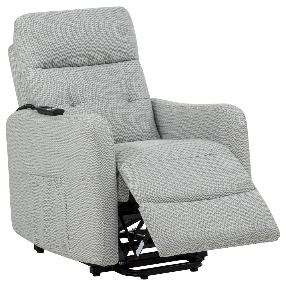 Dayes Upholstered Power Lift Recliner Chair Light Grey. Picture 5