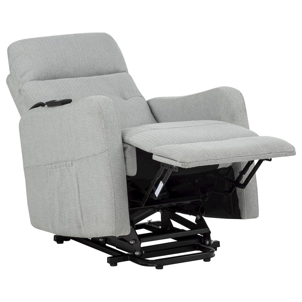 Dayes Upholstered Power Lift Recliner Chair Light Grey. Picture 6