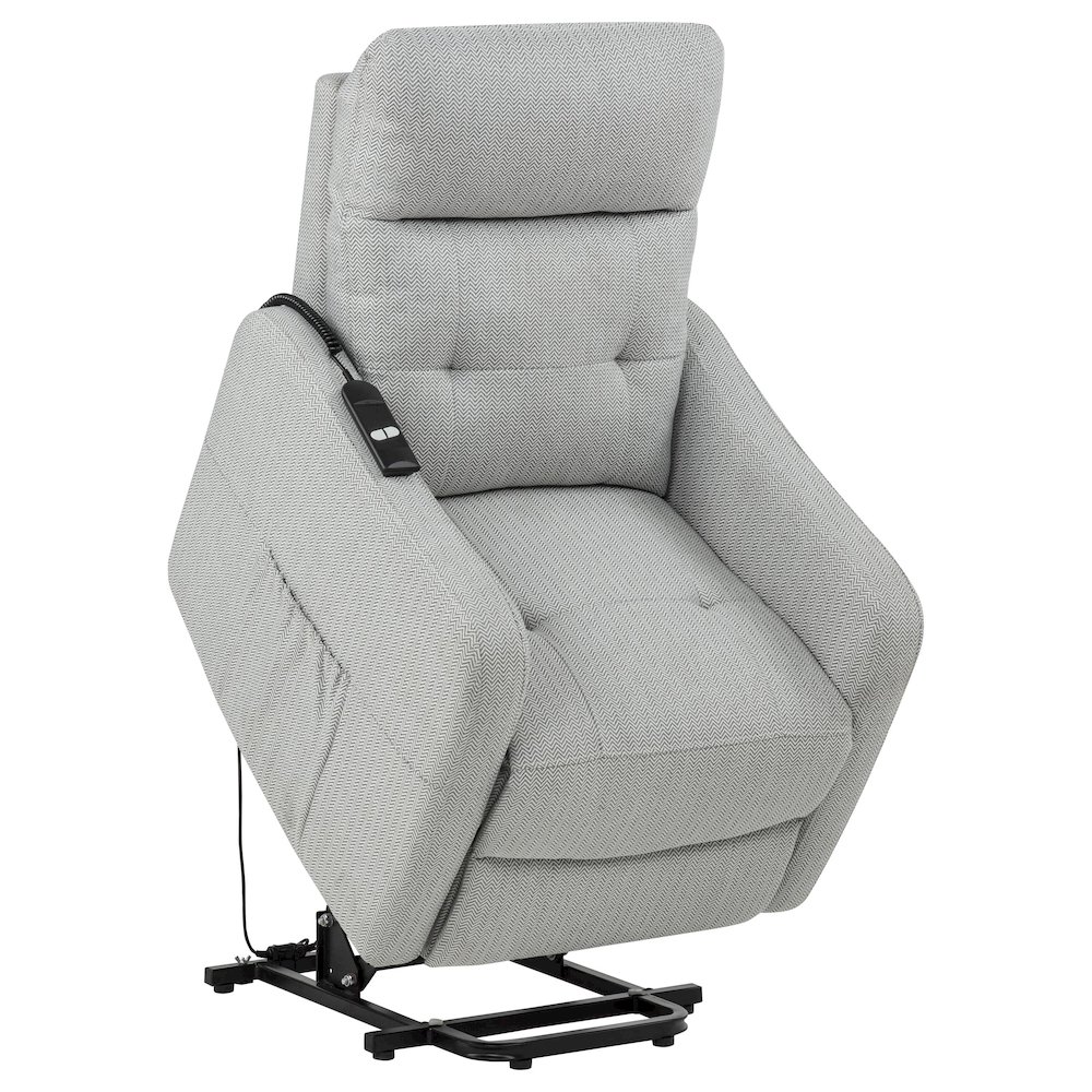 Dayes Upholstered Power Lift Recliner Chair Light Grey. Picture 7