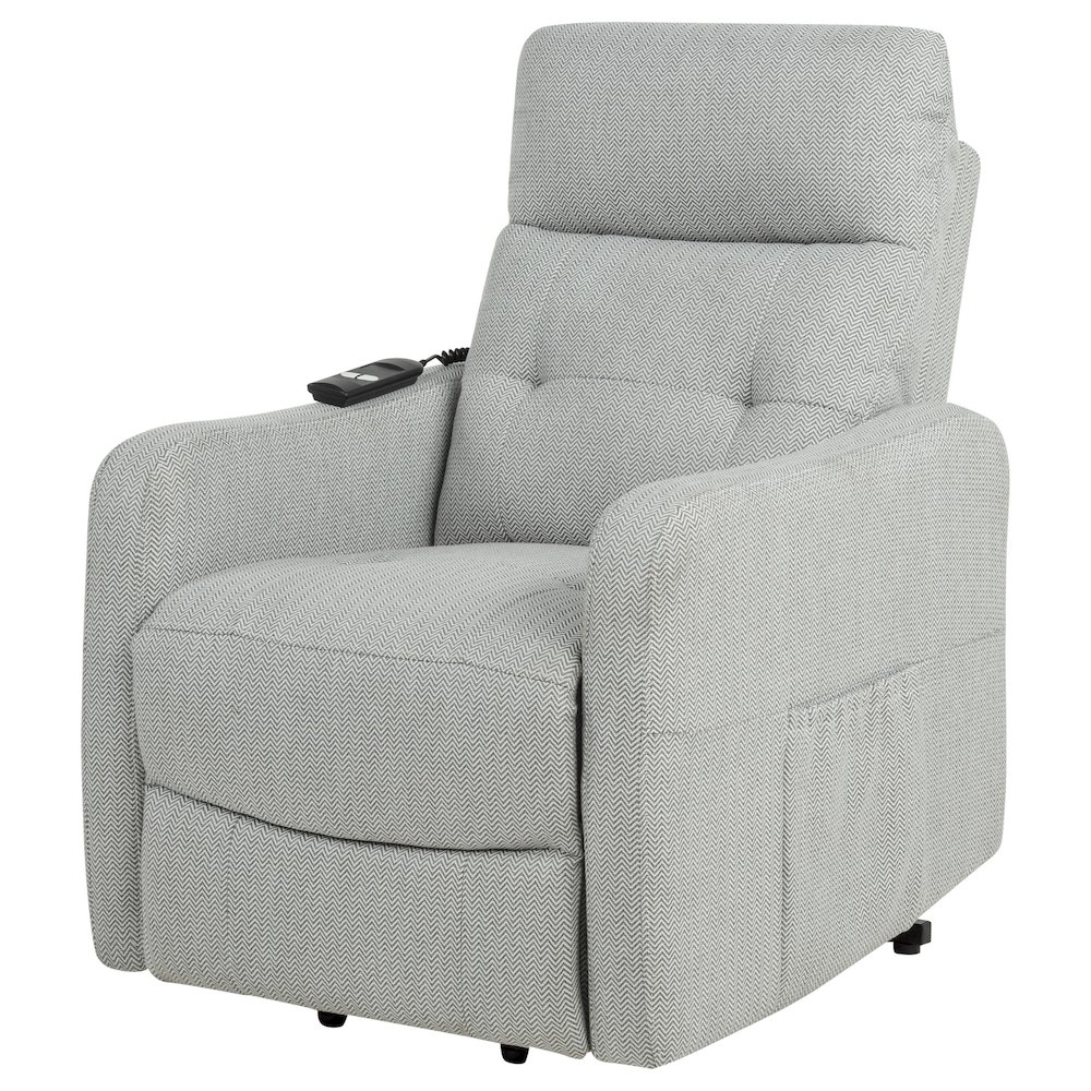 Dayes Upholstered Power Lift Recliner Chair Light Grey. Picture 9