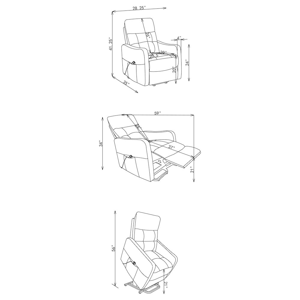 Dayes Upholstered Power Lift Recliner Chair Light Grey. Picture 15