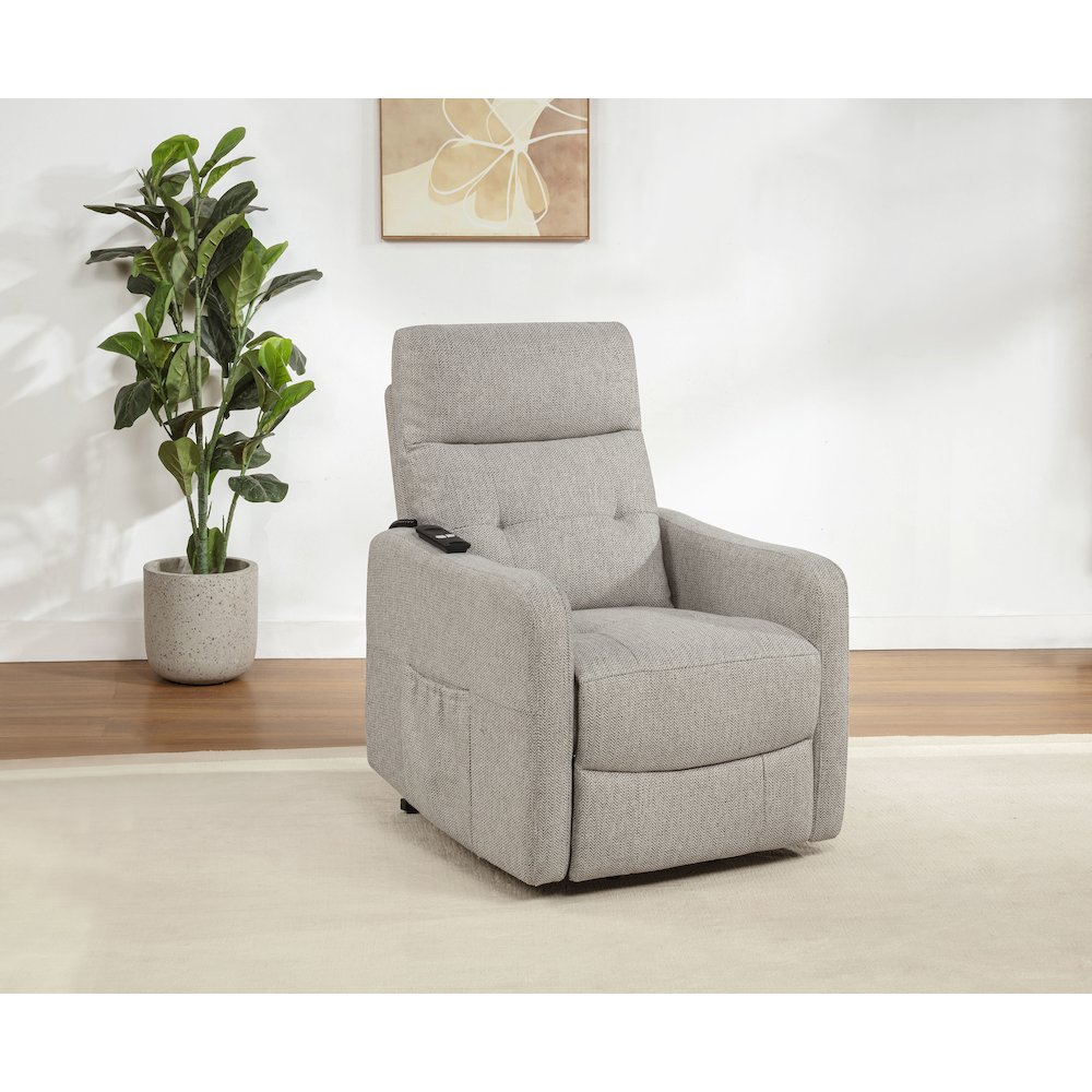Dayes Upholstered Power Lift Recliner Chair Taupe. Picture 2